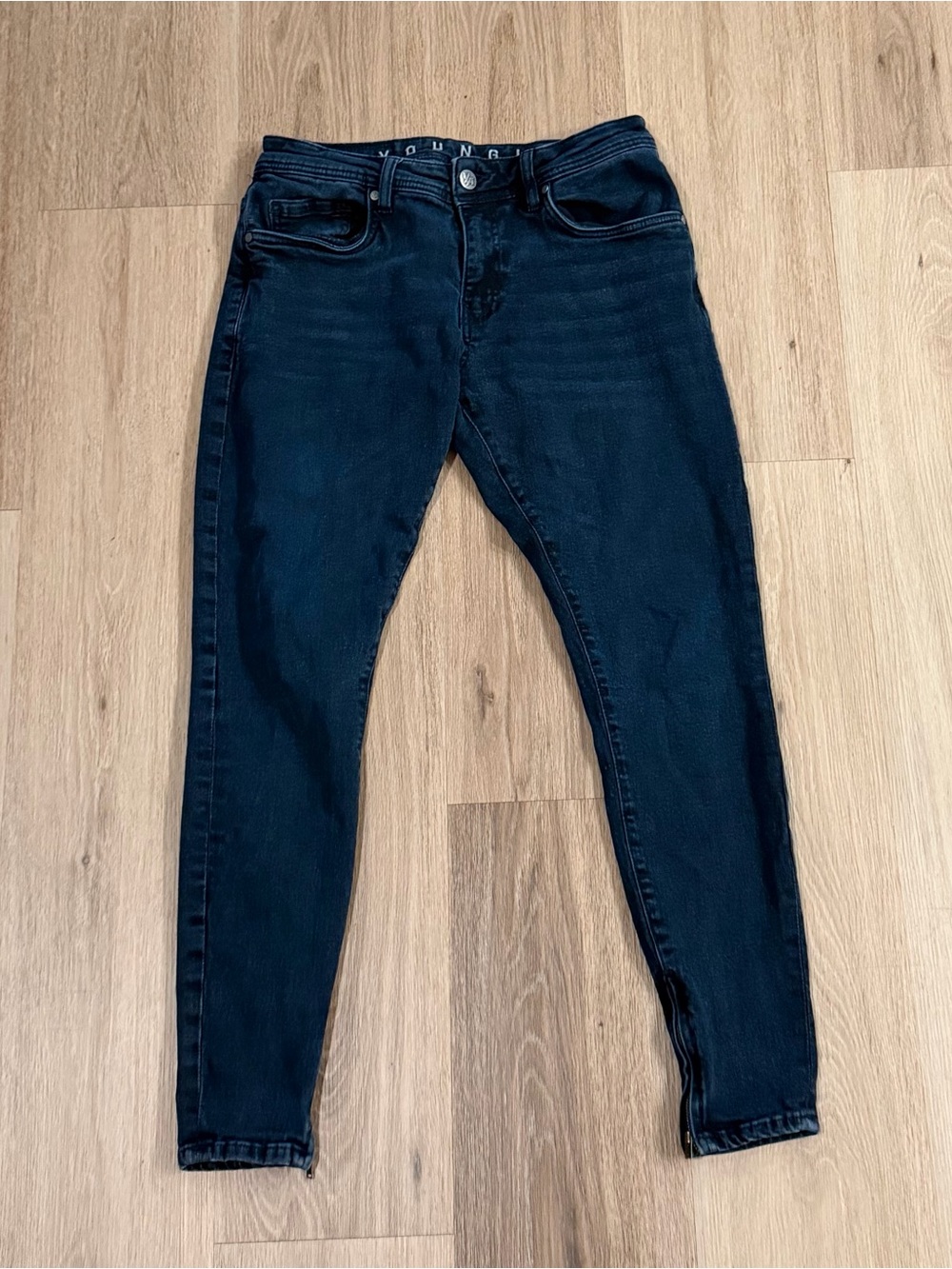 YoungLA 603 Men’s Streetwear Skinny Jeans Dark Blue Wash size 32x30 Ankle Zipper
